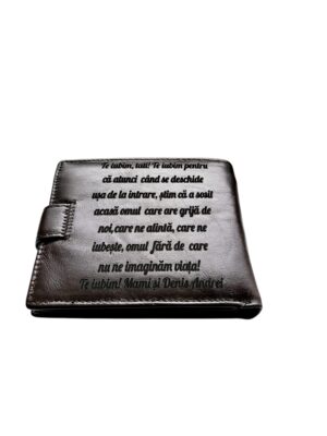 Portofel Personalizat 'Te iubim pnnb', barbati, piele naturala , negru
