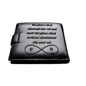 Portofel Personalizat 'Imi place cand', barbati, piele naturala , negru