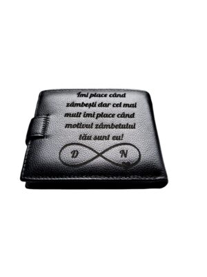 Portofel Personalizat 'Imi place cand', barbati, piele naturala , negru