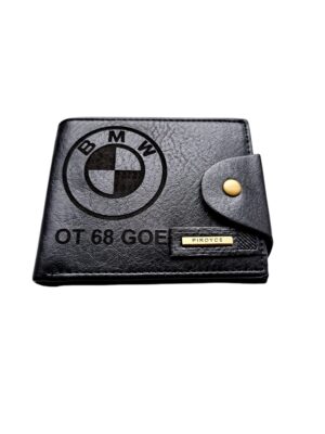Portofel Personalizat numar auto 3, barbati, piele , cu capsa, negru