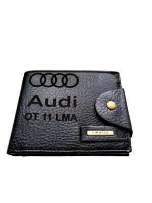 Portofel Personalizat numar auto 5, barbati, piele , cu capsa, negru