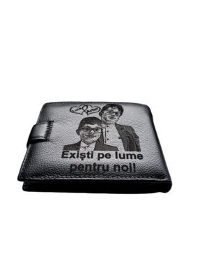 Portofel Personalizat 'Existi pentru noi', barbati, piele naturala , negru