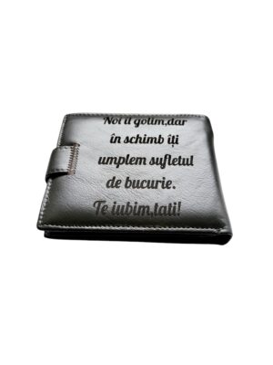 Portofel Personalizat 'Noi il golim pnmb', barbati, piele naturala , maro