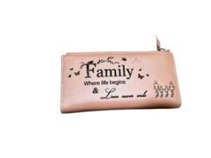 Portofel Personalizat 'Where life', dama, piele naturala, crem