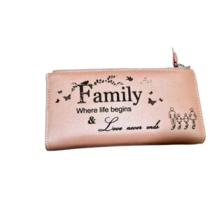 Portofel Personalizat 'Where life', dama, piele naturala, crem