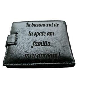 Portofel Personalizat 'In buzunarul', barbati, piele naturala , negru