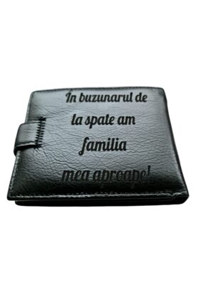 Portofel Personalizat 'In buzunarul', barbati, piele naturala , negru