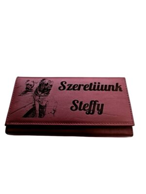 Portofel Personalizat 'Szeretiiunk', dama, piele naturala, rosu
