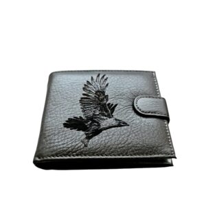 Portofel Personalizat 'Logo vultur', barbati, piele naturala , negru