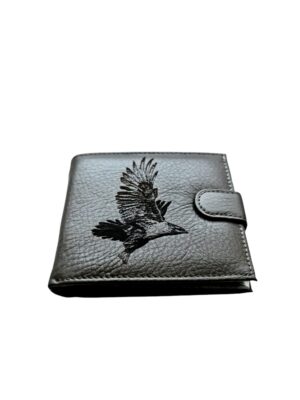 Portofel Personalizat 'Logo vultur', barbati, piele naturala , negru