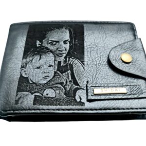 Portofel Personalizat cu poza e10, barbati, piele, cu capsa, negru