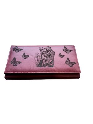 Portofel Personalizat cu poza pnrd 3, dama, piele naturala, rosu