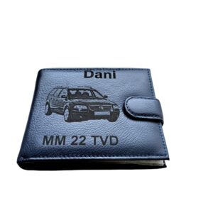 Portofel Personalizat numar auto tvd, barbati, piele naturala , albastru