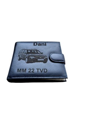 Portofel Personalizat numar auto tvd, barbati, piele naturala , albastru