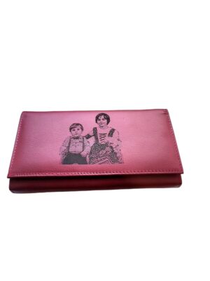 Portofel Personalizat cu poza pnrd , dama, piele naturala, rosu