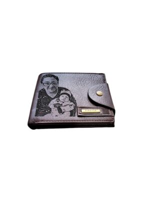 Portofel Personalizat cu poza e11, barbati, piele, cu capsa, maro