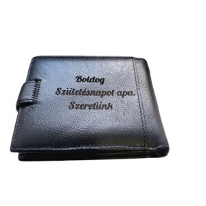 Portofel Personalizat 'Boldog', barbati, piele naturala , negru