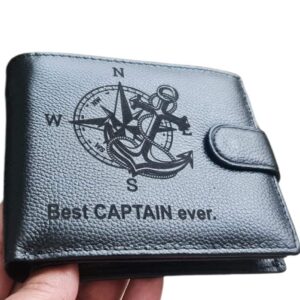 portofel negru cu capsa piele naturala capitan