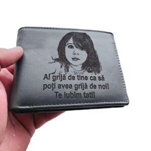 portofel piele naturala negru fara capsa Ai grija Te iubim tati