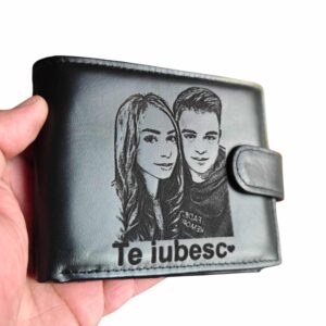 portofel negru cu capsa piele naturala Te iubesc!!!