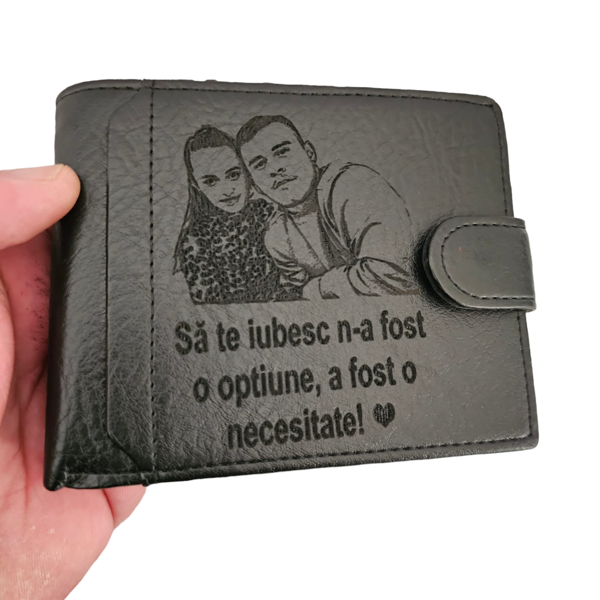 Portofel negru cu capsa Sa te iubesc