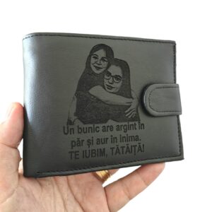 cadou portofel piele naturala negru cu capsa Un Bunic