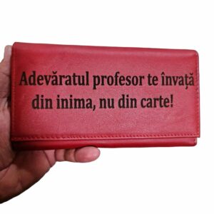 Portofel dama rosu personalizat Adevaratul profesor