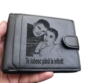 portofel negru cu capsa Te iubesc pana la infinit