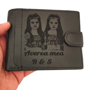 portofel negru cu capsa  Poza si text personalizat Averea