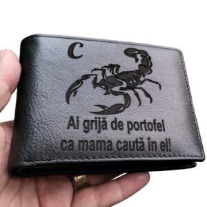 Portofel negru fara capsa personalizat zodia Scorpion