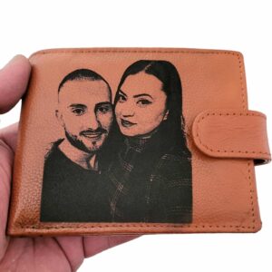 Portofel maro coniac cu capsa personalizat cu poza