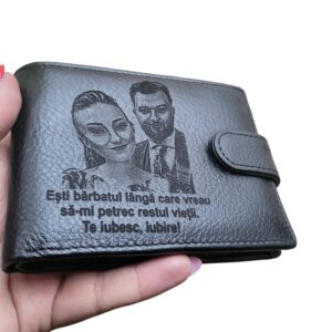 Portofel barbat Personalizat din Piele, Gravat Laser