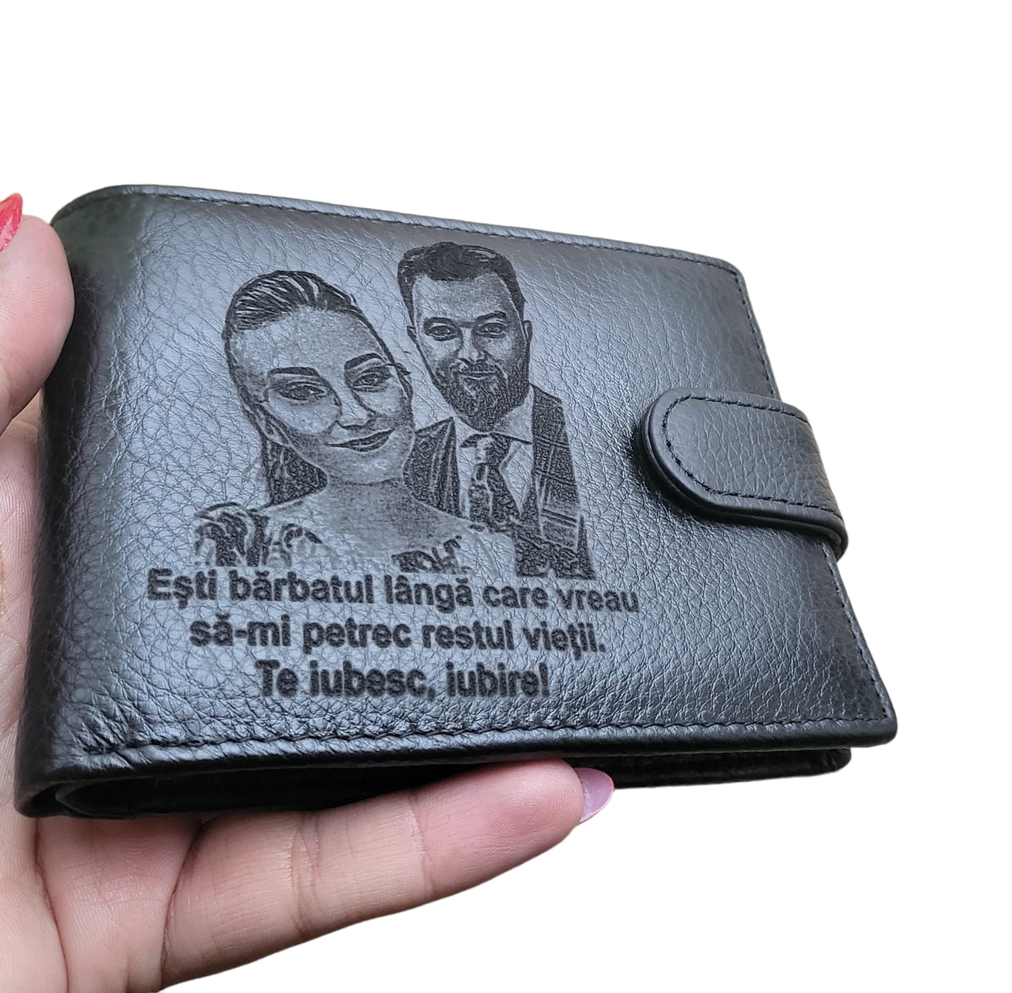 Portofel barbat Personalizat din Piele, Gravat Laser