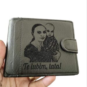 portofel negru cu capsa Te iubim TATA