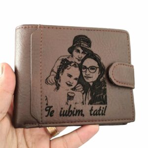 portofel maro cu capsa Te Iubim Tati