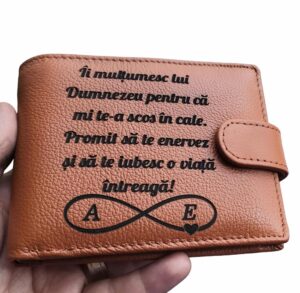 portofel maro coniac cu capsa Iți multumesc