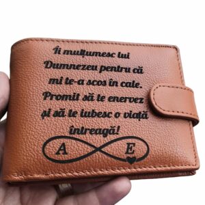 portofel maro coniac cu capsa Iți multumesc