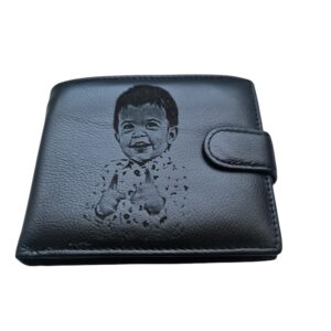 Portofel Personalizat cu poza 2, barbati, piele naturala, negru