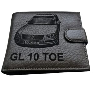 Portofel personalizat piele naturala gri Cu masina si nr auto
