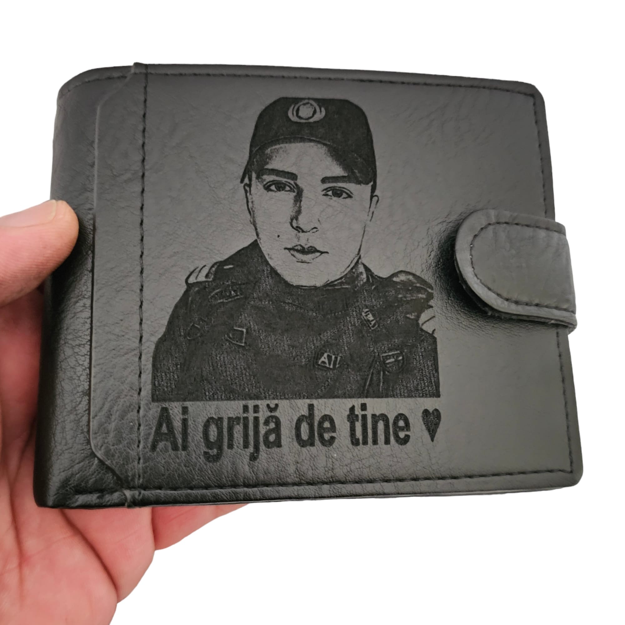 portofel negru cu capsa Ai Grija De Tine