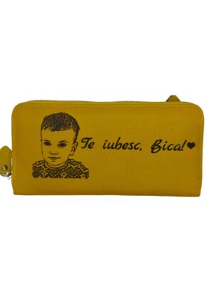 portofel dama penar galben cu fermoar Te iubesc!