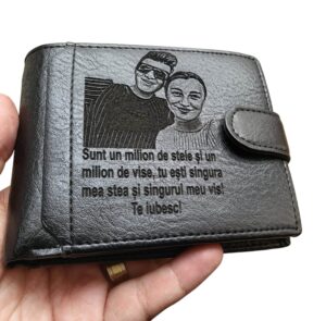 Portofel personalizat negru Sunt un milion de stele
