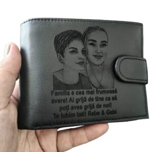 Portofel piele naturala negru cu capsa Sa poti avea grija de noi