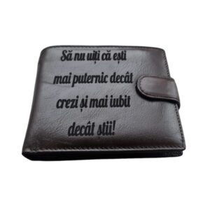 portofel maro cu capsa piele naturala Sa nu uiti