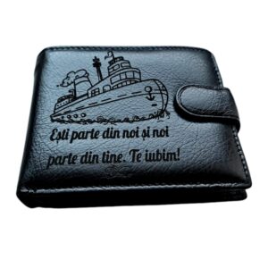 cadou personalizat portofel negru cu capsa Esti parte din noi