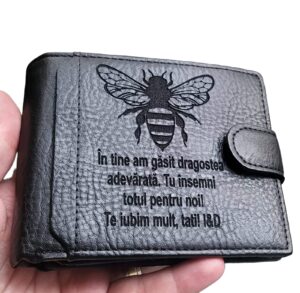 Portofel personalizat piele negru Apicultor