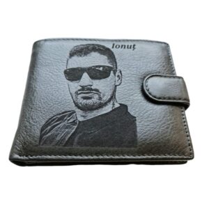 portofel piele naturala gri cu capsa Poza si nume