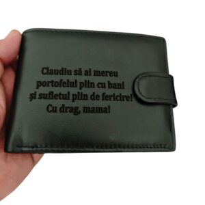 portofel negru cu capsa Fericire
