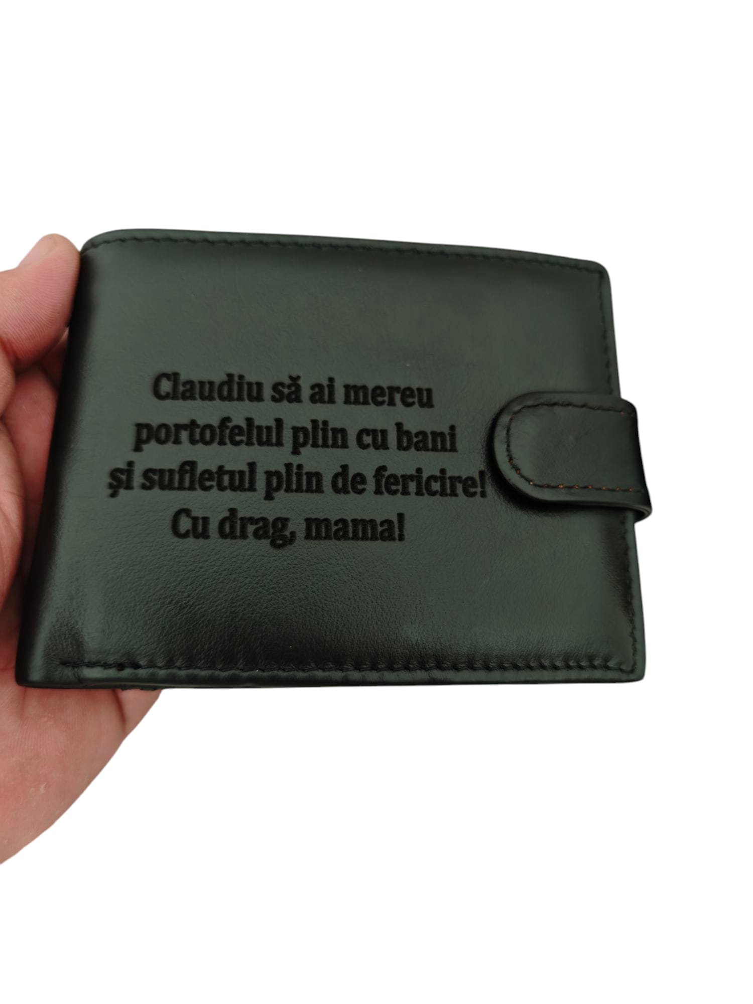 portofel negru cu capsa Fericire