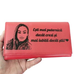 portofel dama piele naturala rosu Esti Mai Puternica